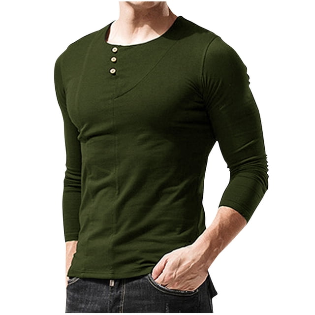 Blusa de manga larga para hombre, color sólido, informal, delgada, a la moda Pompotops oipoqjl2900
