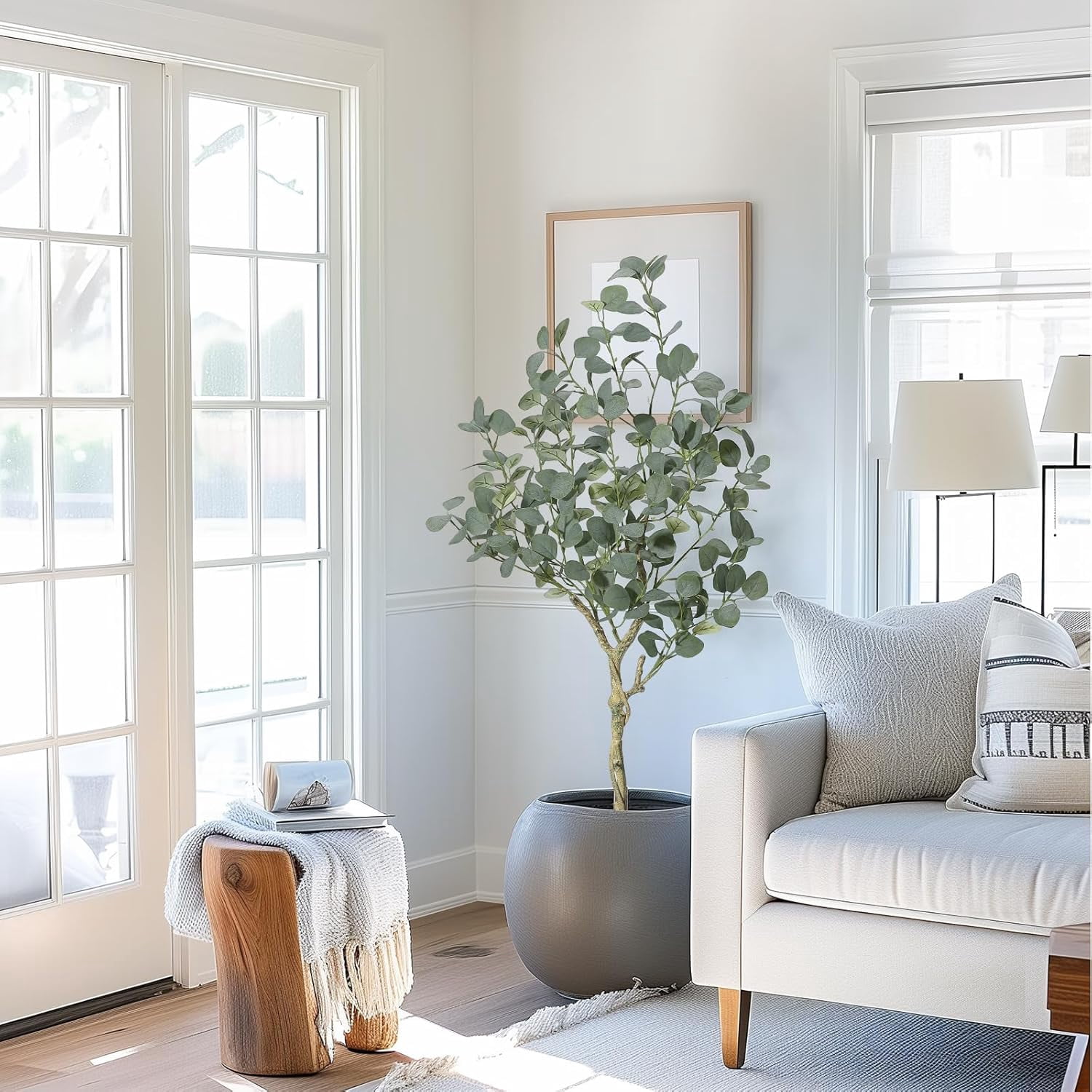 Garvee Artificial Eucalyptus Tree – 4FT Tall Faux Plant with Realistic Leaves & Sturdy Pot, Large Fake Eucalyptus Tree for Indoor & Outdoor Home, Office, and Modern Decor