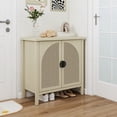 thumbnail image 4 of BSHTI Rattan 2-Door Cabinet – Natural Farmhouse Storage Cabinet with Adjustable Shelf, Anti-Tip Safety, for Bedroom, Living Room, Study, Brown, 4 of 13