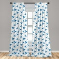 thumbnail image 4 of Ambesonne Birds and Nature Curtains, Flying Silhouettes, Pair of 28"x63", Azure Blue White, 4 of 4
