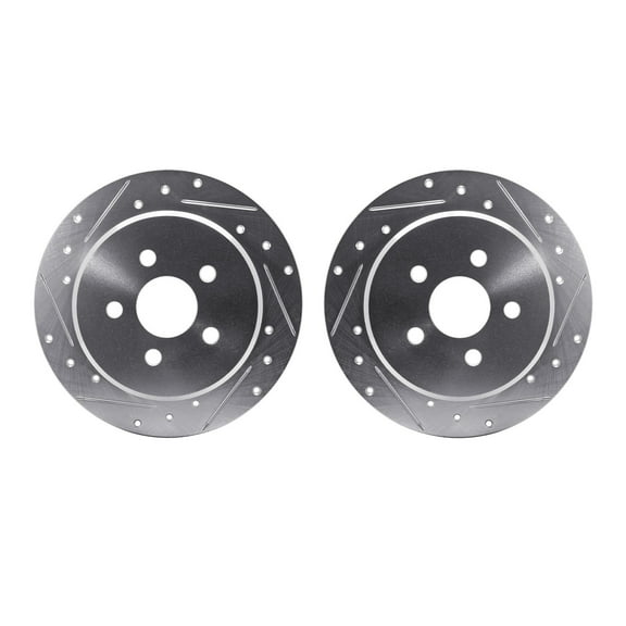 Dynamic Friction Company Rear Brake Rotors-Drilled and Slotted-Silver 7002-39028