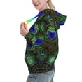 thumbnail image 2 of Lsque Peacock Feathers Pattern Casual Women's Hoodie,Hooded Sweatshirt with Kangaroo Pocket,Pullover Hoodie with Eye-catching Drawstrings-XX-Large, 2 of 7