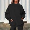 thumbnail image 2 of VNKIDY Women Casual Long Sleeve Loose Sweatshirt For Everyday Wear Soft Cozy Pullover Design Ideal For Layering Relaxation Solid Color O-Neck Cozy Dailywear, 2 of 4