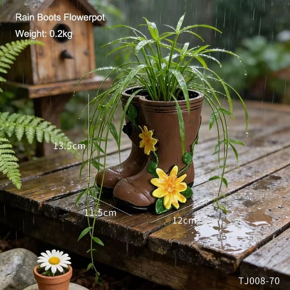 Creative Rain Boots Flowerpot Green Potted Plants Vase Container Home Courtyard Garden Decor Handicrafts Ornament Gift