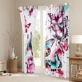thumbnail image 3 of Feelyou Blue Pink Butterfly Curtains Pack of 2 (42x84 Each), Art Watercolor Floral Curtains Blackout, Dreamy Cartoon Animal Bedroom Curtains, Living Room Curtains Decor, 3 of 6
