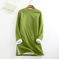 thumbnail image 6 of Lmnyox Thermal Long Pullover for Women Solid Long Sleeve Side Slit Sweatshirts Fleece Lined Crew Neck Shirts, 6 of 9