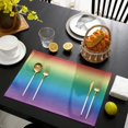 thumbnail image 4 of Placemats Set of 6,Non Slip Washable Table Mats Set, Red Yellow Green Blue Purple Gradient Table Placemats for Kitchen Dining Table,Wedding Holiday Party Decoration, 4 of 6
