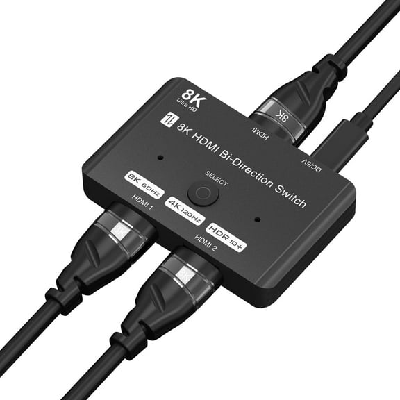 HDMI 2.1 Bi-Directional Switch Ultra HD 8K HDMI Switcher 2 in 1 Out/ 1 in 2 Out HDMI Switch Supports 8K@60Hz/ 4K@120Hz 48Gbps Compatible with Switch/Switch OLED PS5/4 Xbox Roku Apple TV Fire Stick
