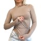 thumbnail image 2 of Tops de manga larga para mujer Slim Fit doble capa para salir Crop Top primavera otoño color sólido camisetas, 2 of 5