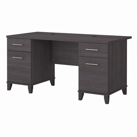 UPC: 0042976120146 | Bush Furniture Somerset 60  Double Pedestal Desk  Storm Gray