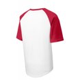 thumbnail image 2 of Sport-Tek ®  Youth Short Sleeve Colorblock Raglan Jersey. Yt201 Xl White/ Red, 2 of 2