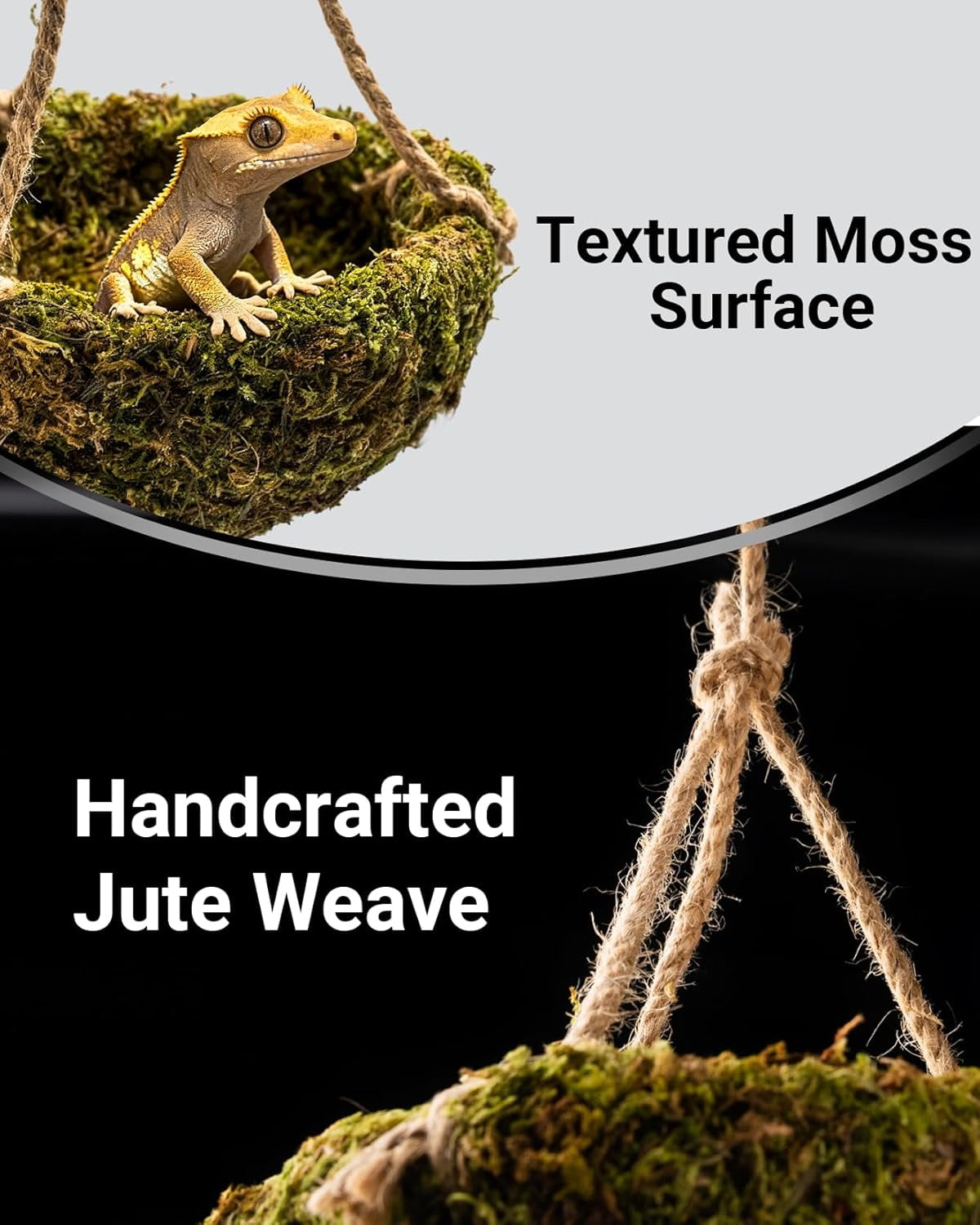 Handmade Crested Gecko Tank Decor – Hanging Shelter, Reptile Hammock for Bearded Dragon, Hermit Crab, Snake and Other Small Reptiles
