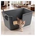 thumbnail image 5 of Cat Litter Box 4 Pack, Extra Large Open Top Litter Pan for Big Cats, Low Entry Senior Kitty Litter Pen, Grey Plastic Tray, 5 of 7