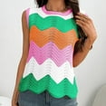 thumbnail image 6 of Lenpel Women's Tank Tops Summer Casual Sleeveless Crew Neck Hollow out Color Block Lightweight Sweater Vests Tunic Knit Shirts, 6 of 7
