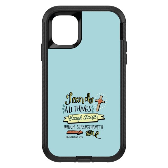 DistinctInk Custom SKIN / DECAL compatible with OtterBox Defender for iPhone 11 Pro (5.8" Screen) - Philippians 4:13 - I can do everything through Christ