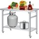 thumbnail image 2 of Stainless steel 36/48/60-pulgada 2 niveles folding commercial prep mesa con adjustable undershelf y locking casters - heavy duty nsf metal workbench para kitchen, restaurant, y garage, 2 of 7