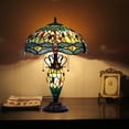 thumbnail image 5 of CHLOE Lighting EMPRESS Tiffany-style Dark Bronze 3 Light Double Lit Table Lamp 16" Shade, Green and Red, 5 of 5