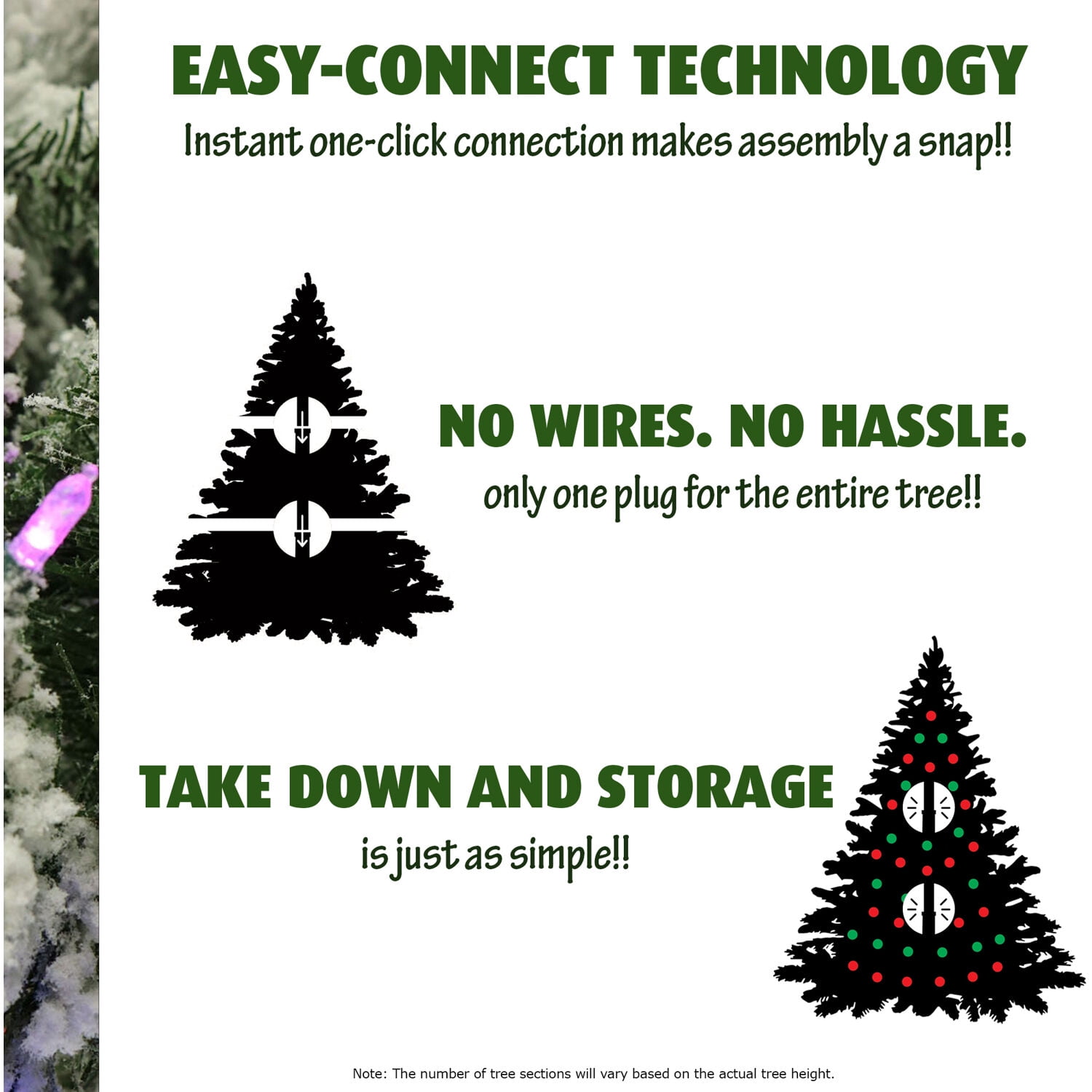 Fraser Hill Farm 6.5-Ft. Flocked Snowy Pine Christmas Tree with Warm White LED Lights, FFSN065-5SN