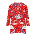 thumbnail image 7 of CYMMPU Tunic Tops 3/4 Sleeve Blouses for Women Dressy Casual Floral Pattern Summer Trendy Shirts Loose Fit Crew Neck Spring Tops Flare Hem Hide Belly Tops to Wear with Leggings T-Shirts Red XXL, 7 of 7