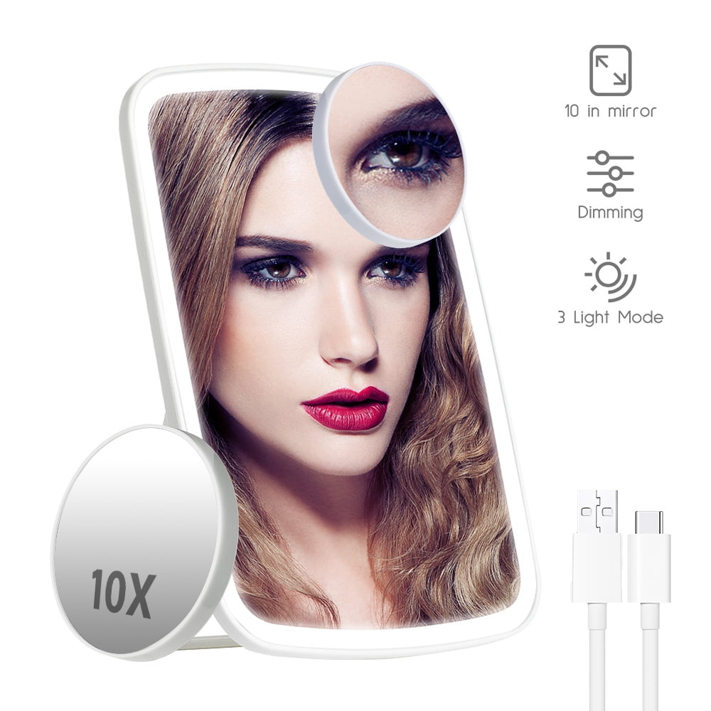 Kidsjoy Travel Makeup Mirror with Detachable 10X Magnifying Mirror