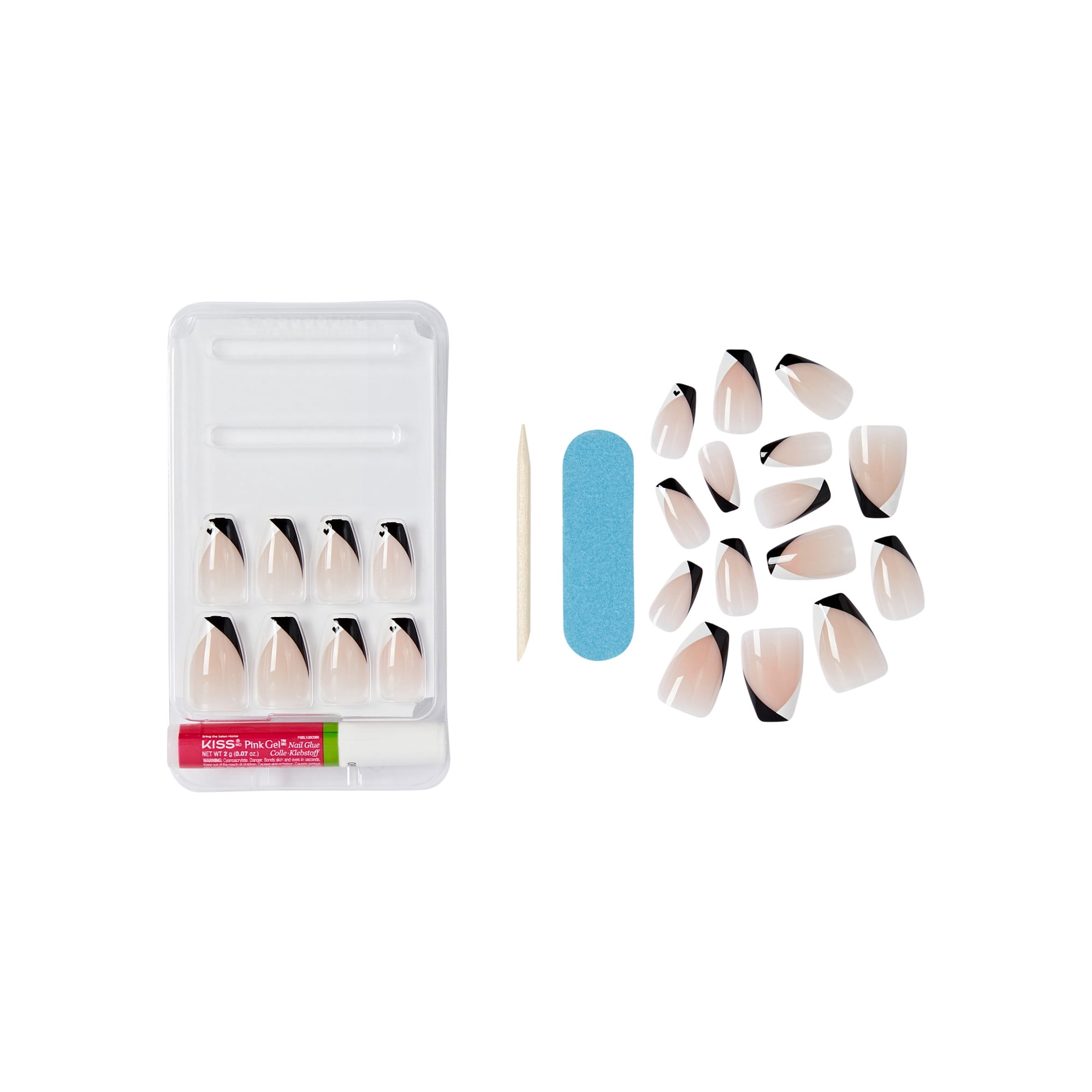 Kiss Salon Design Press On Nails, ‘Love in Color’, White, Short Coffin, 24 Count
