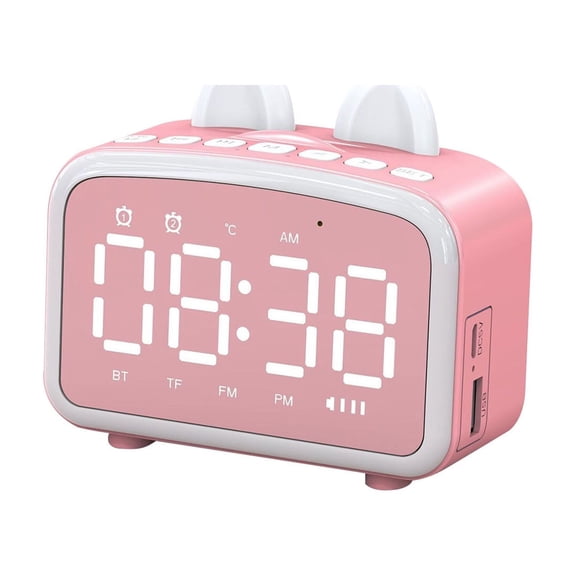 InsCrazy Bluetooth Speaker with Clock Digital Alarm Clock Bedside and USB Charging Station FM Radio for Bedroom/Office Large Led Display with Brightness Dimmer Alarm Summer Savings