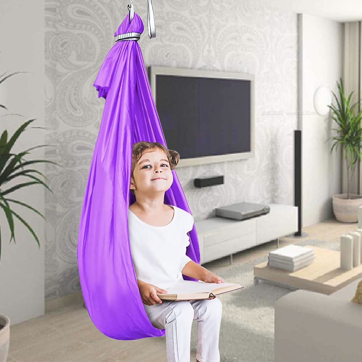 Somnr Kids Sensory Hammock - Therapy Swing for Autism & ADHD, Indoor/Outdoor Use-Purple
