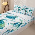 thumbnail image 3 of jejeloiu Colorful Sea Turtle Ocean Print Zipper Twin Comforter Sets with Fitted Sheet and 2 Pillowcases Kids,Underwater Animal Pattern Zipper Bedding Set,Reversible,4 Pieces, 3 of 7