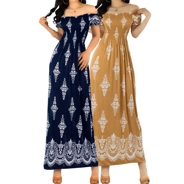 Set de 2 Vestido Unitalla Maxi Casual Mujer Largo Cómodo Estilo Boho
