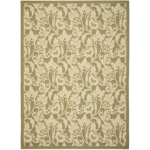 SAFAVIEH Courtyard Aubrey Floral Indoor/Outdoor Area Rug, Green/Creme, 8' x 11'