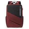 thumbnail image 1 of Mochila de viaje para computadora portátil para hombres, mochila con puerto de carga USB, mochila para computadora, color rojo, 1 of 6