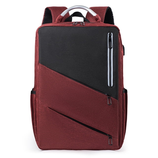Mochila de viaje para computadora portátil para hombres, mochila con puerto de carga USB, mochila para computadora, color rojo