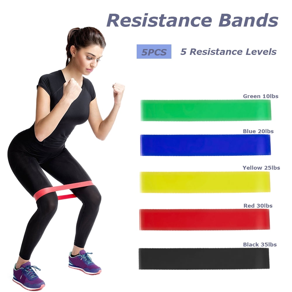 Resistance Bands Set of 5 for Exercise Men and Women Legs Arms Booty Yoga Physio 