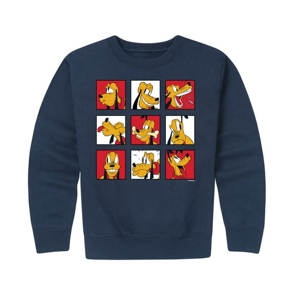 Mickey & Friends - Pluto Grid - Toddler And Youth Crewneck Fleece Sweatshirt