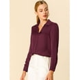 thumbnail image 2 of Camisa de trabajo Unique Bargains Vino rojo L para mujer, 2 of 6