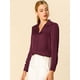 thumbnail image 2 of Camisa de trabajo Unique Bargains Vino rojo L para mujer, 2 of 6