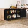 thumbnail image 2 of Spaco Sideboard Cabinet with 3 Mirror Doors and Storage, Modern Buffet Cabinet, Accent Storage Cabinet for Indoor as Living Room, Entryway, Black, 2 of 7