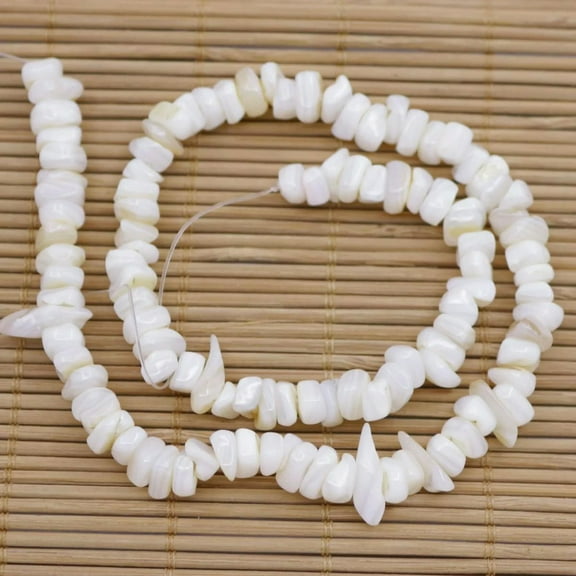 EOEMY 6mm-10mm Freeform Shell Natural White Mother Of Pearl Loose Beads Strand 14.5"