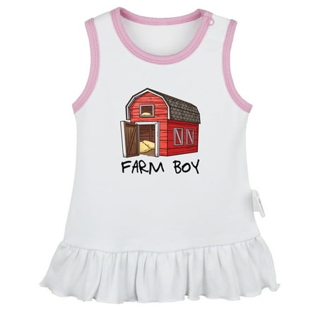 

iDzn Farm Boy Red Barn Pattern Dresses For Baby Newborn Babies Skirts Infant Princess Dress 0-24M Kids Graphic Clothes (White Sleeveless Dresses 18-24 Months)