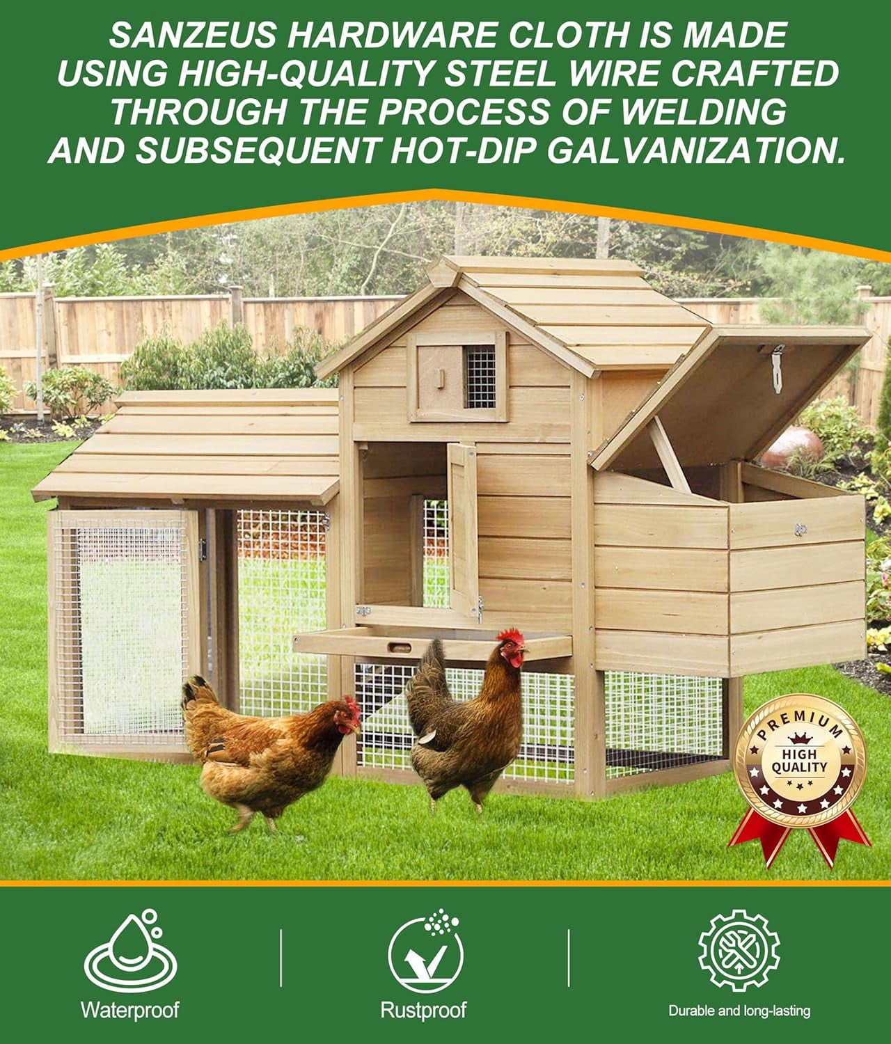 Hardware Cloth,1/4inch 24inx50ft 23 Gauge,Double-Layer Hot-Dip Galvanizing After Welding,Chicken Wire Netting Garden Wire Fencing Rabbit Snake Fence Chicken Coop Plant Supports