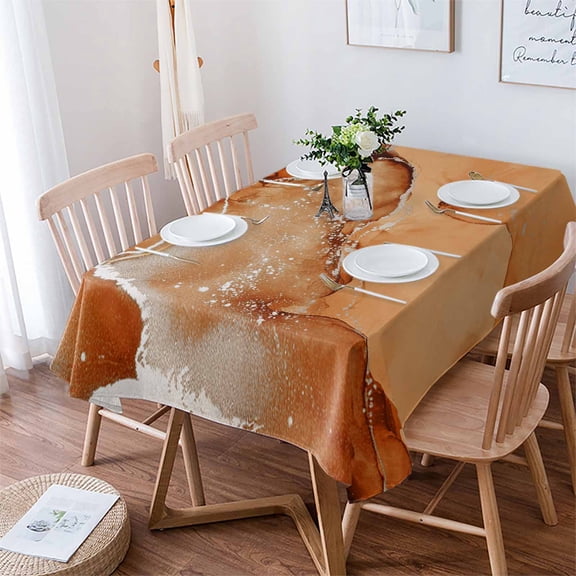 Marble Burnt Orange Tablecloth Rectangle Table Cloth 52x70 , Waterproof Tablecloth Outdoor Table Cloth, Modern Abstract Ink Painting Luxury Washable Table Cover for Kitchen Dining Party