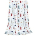 thumbnail image 2 of Bingfone Nautical Lighthouse Sailboat Print Flannel Fleece Blanket Throw Blanket For Bed,Sofa,Couch,Travel,Camping(80"X60"), 2 of 9