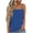 Blue Tank Tops, variant on Women's Square Neck Eyelet Embroidered Spaghetti Strap Tank Top, Smocked Bust Slim Fit Summer Cami, Cute Casual Daily Wear Blouse