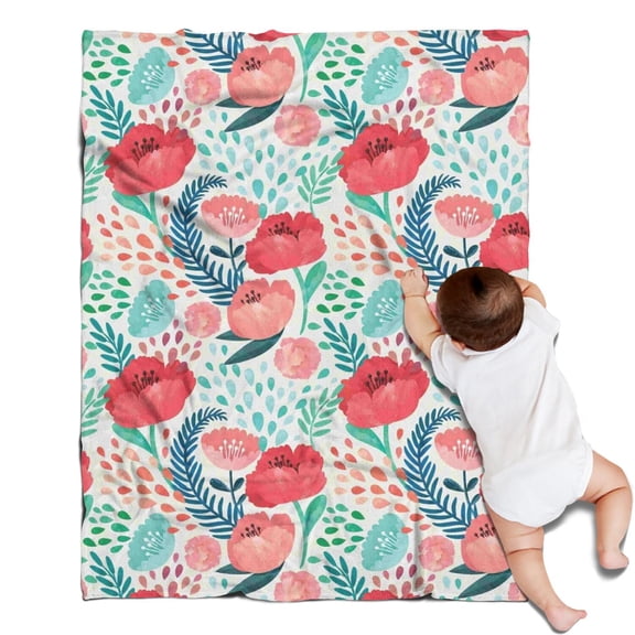 Pioneer Flower Floral Print Pattern Blanket,Comfortable Soft Flannel Throw Blanket,All Season,Warm Lightweight Blankets for Sofa Bed Couch Living Room Chair,30"x40"