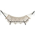 thumbnail image 4 of Northlight Lattice Macrame Rope Hammock with Wooden Bars - 74" x 59" - Cream, 4 of 9