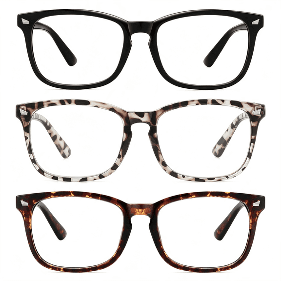 HBMYN Blue Light Blocking Glasses,Anti Eye Strain Headache(Sleep Better),Computer Reading Glasses Uv400 Transparent Lens Blue Light Glasses Women(Black Leopard Tortoise,53)