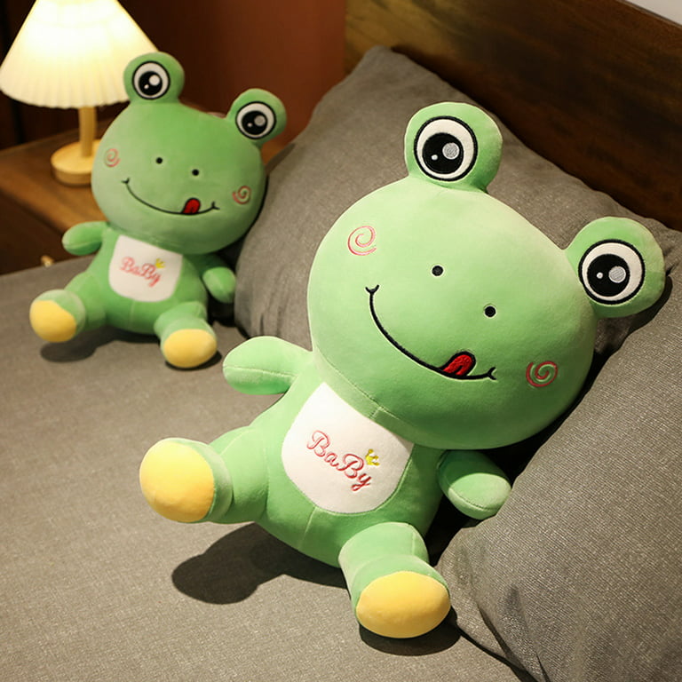 greenhome Frog Doll PP Cotton Fully Filled Embroidered Big Eyes Letters  Design Christmas Birthday Gift Lovely Kids Toddlers Children Frog Stuffed