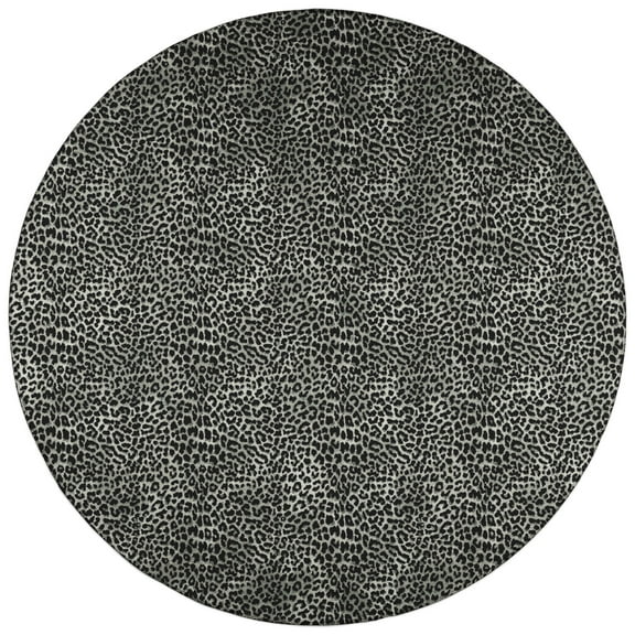 Safari Black and Grey Leopard Animal Print 8' Round Non-Skid Area Rug