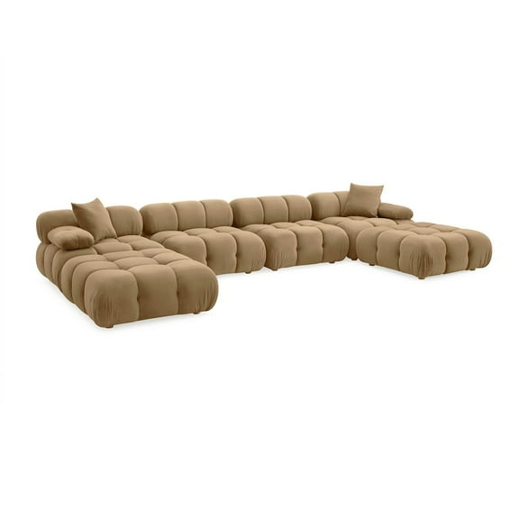 TOV Furniture Calliope Cafe Au Lait Performance Velvet 6-piece Modular U-Sectional