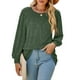 thumbnail image 1 of Blusa verde con cuello redondo y mangas abullonadas para oficina, fiesta y escuela, manga larga y suelta, 1 of 8
